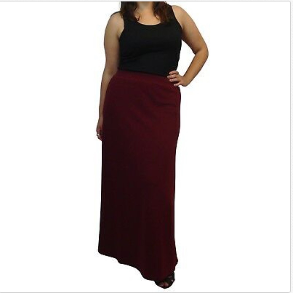NEW Formal Textured Full Length Maxi Skirt- Wine